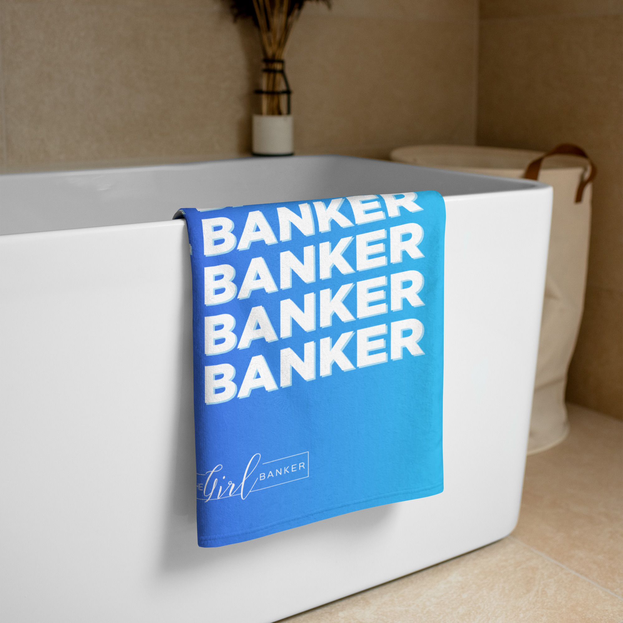 Girl Banker Stack Towel - Blue - The Girl Banker